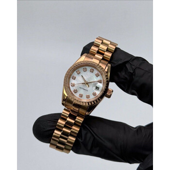Custom Seiko Mod • No Logo White MOP Rose Gold Datejust President • 26mm